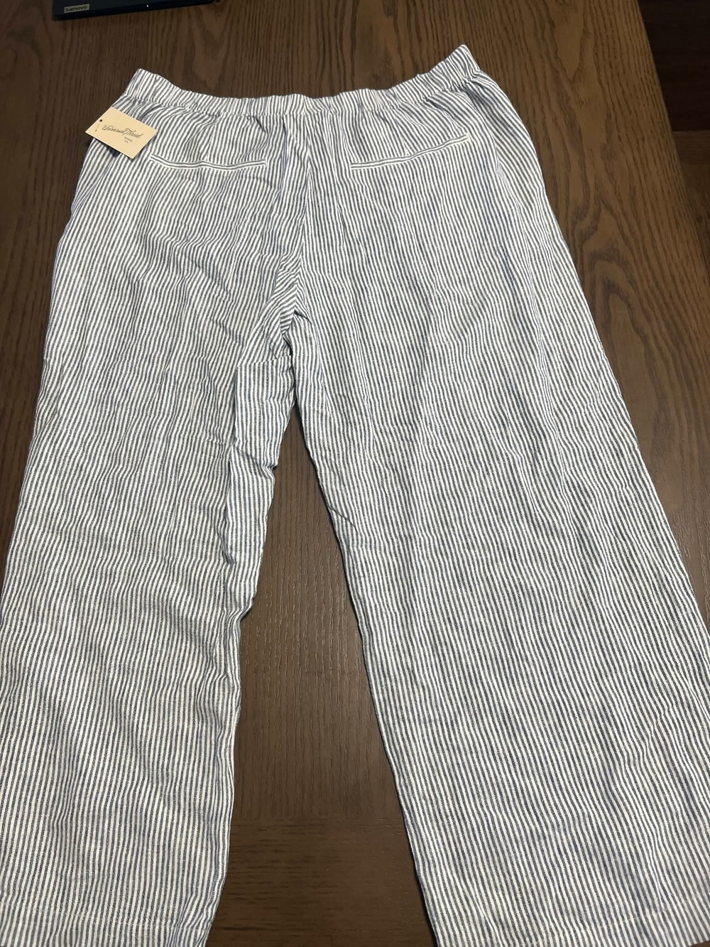Universal Thread Blue and White Striped Linen-Blend Wide-Leg Pants - Picture 3 of 5